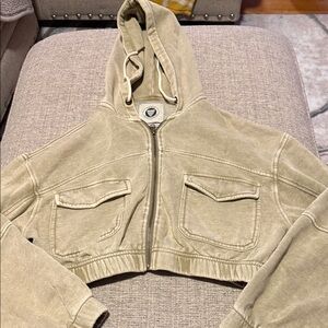 Urban Outfitters Tan Cropped Hoodie